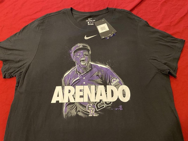 RARE * Nolan Arenado Colorado Rockies MLB / MLBPA Black Nike T