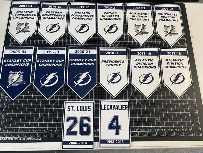2021 champs!! Tampa Bay Lightning Stanley Cup & Retired # Vinyl Decal Replica Arena Banners