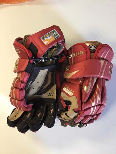 Red New Warrior 13" Brass Monkey Lacrosse Gloves