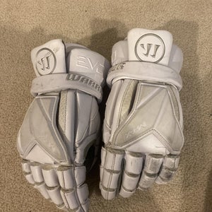 White Used Player's Warrior 13" Evo Pro Lacrosse Gloves