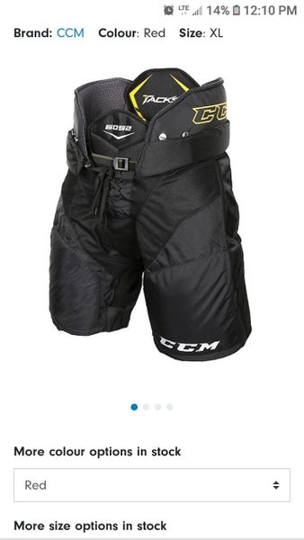 Black Junior Used XL CCM Tacks 6052 Hockey Pants