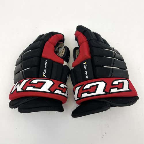 Used Black and Red CCM Tacks 4 Roll Pro Gloves | Size 14" | D312