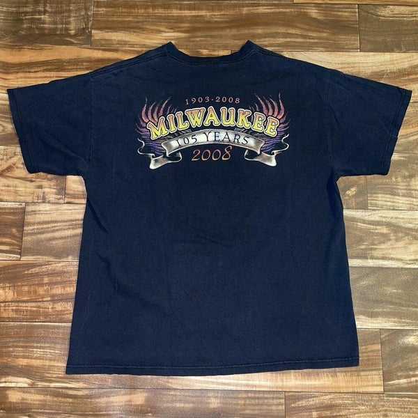 Milwaukee Baseball Brewers Collage T Shirt Harley Davidson Men's L