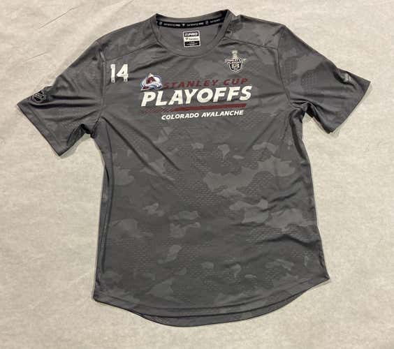 Colorado Avalanche #14 Player Issued Playoff Gray New Large Fanatics Short Sleeve Shirt