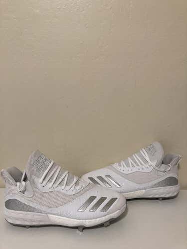 Adidas Icon V Boost White Gray Silver Men Metal Baseball Cleat Size 14