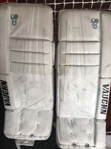 White Used 24" Vaughn  Velocity VE8 Goalie Leg Pads