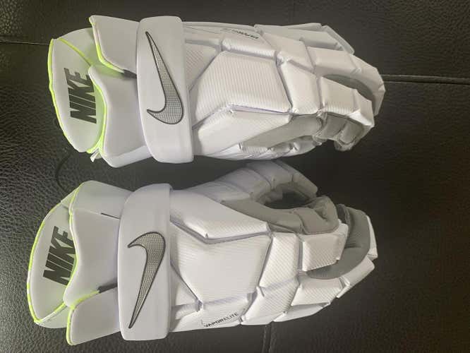 White New Player's Nike 13" Vapor Elite Lacrosse Gloves