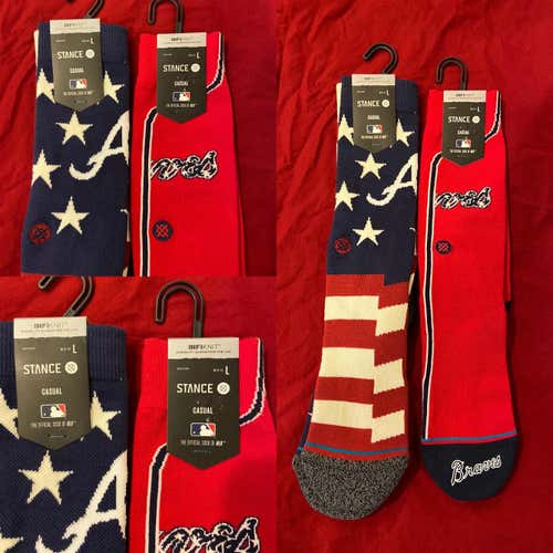 MLB Atlanta Braves Large Baseball Casual Socks by Stance * NEW