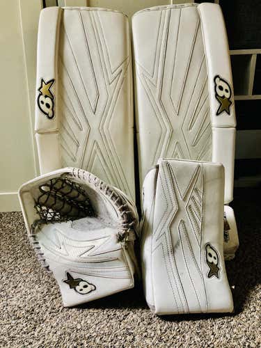 *SET*White Used Intermediate 30”+1 Brian's Subzero 7.0 Goalie pads+ blocker and glove