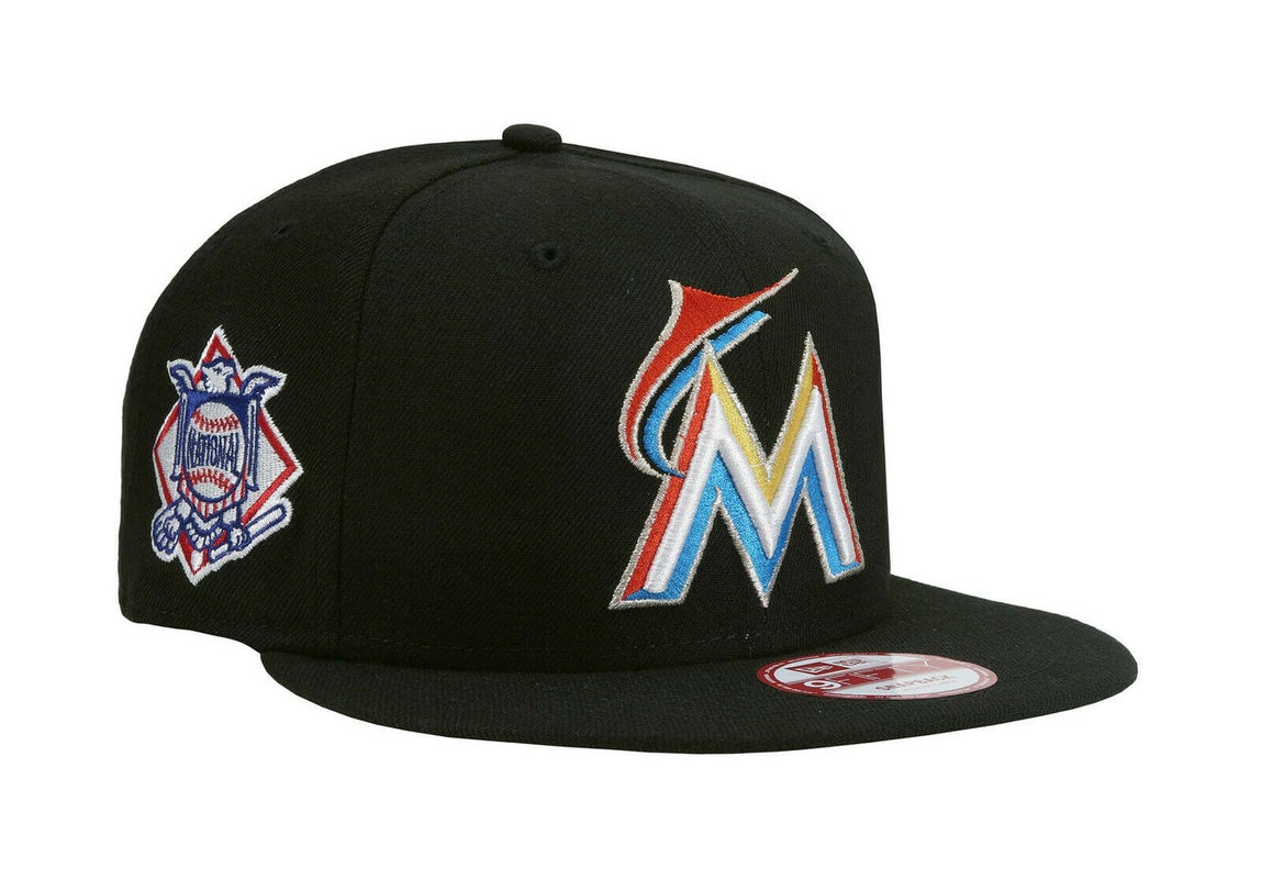 Black 2015 Miami Marlins Flat Brim Adult Men's 7 New Era Hat