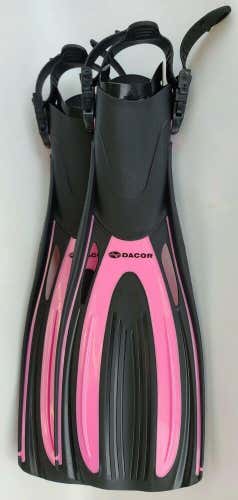 NEW $90 Dacor Mariner Scuba Open Heel Swim Fins Black and Pink Sizes XS S