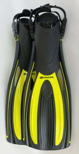 NEW $90 Dacor Mariner Scuba Open Heel Swim Fins Black & Yellow Sizes M L XL
