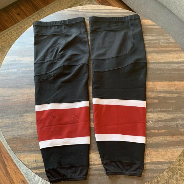 Pro Stock Arizona Coyotes Reebok Edge Socks Size Large Black/Coyote Red/Tan (Read Full Description)