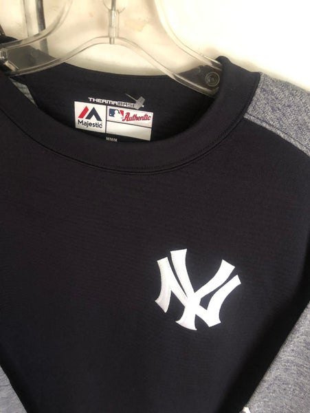 Nike Mens New York Yankees Baseball Therma Fit Crewneck Sweatshirt Blue  Size M