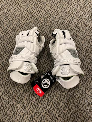 White New Maverik M5 12" Lacrosse Gloves