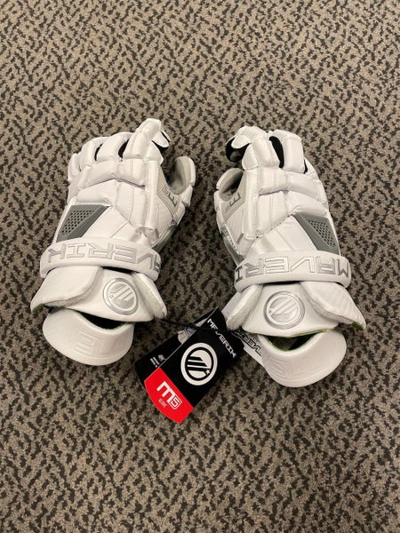 White New Maverik M5 12" Lacrosse Gloves