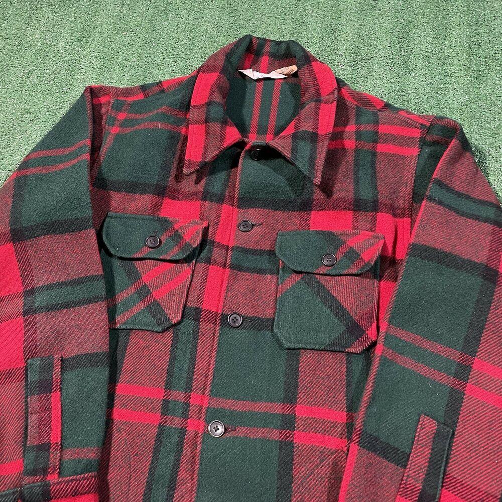 Woolrich Flannel Coat Men XL Red Green 