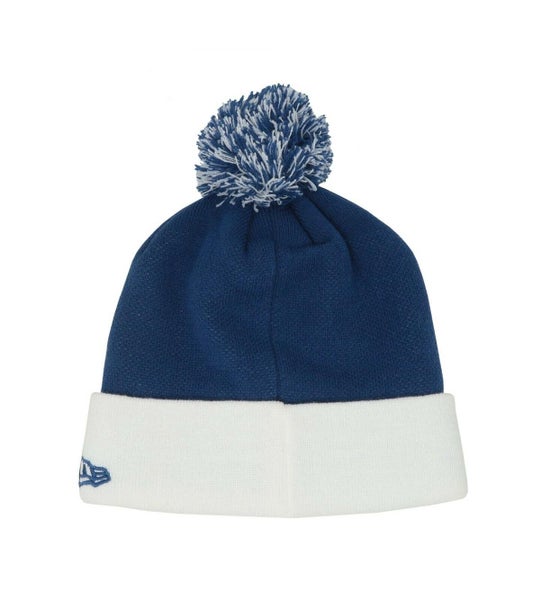 New Era Buffalo Bills Blue and White Sideline Pom Pom Beanie