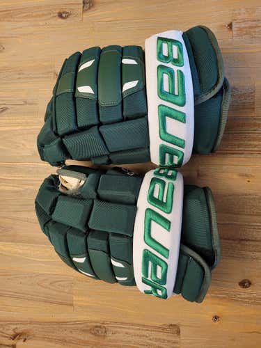 Green barely Used Senior Bauer Nexus 2N Gloves 14" Pro Stock