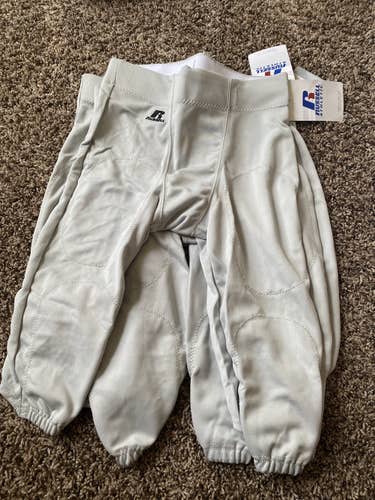 Silver Medium  Slotted Youth Russell Athletic Football Pants