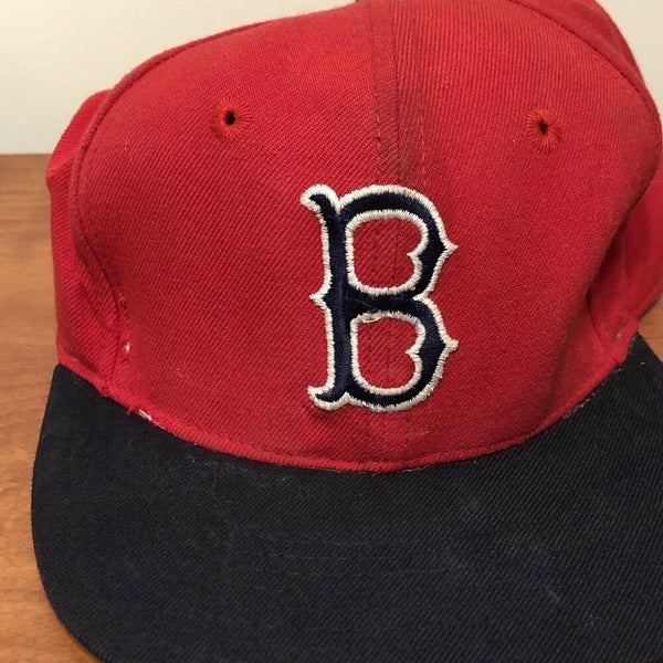 Boston Red Sox Hat Baseball Cap Fitted 7 1/2 Roman Leather Vintage 80s MLB  NWT