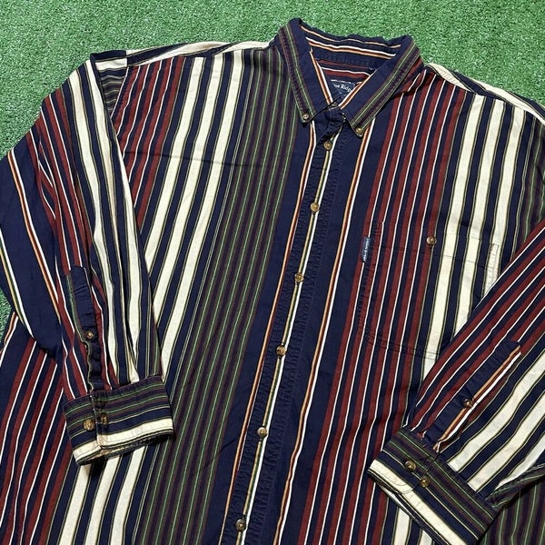 Canyon Ridge Striped Button Up Shirt Mens 3XL Adult Vintage 90s Retro Stripes