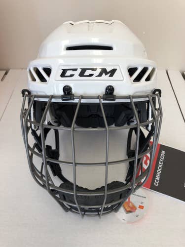 New Senior CCM FL90 Hockey Helmet Cage Combo White Large Lg L sr