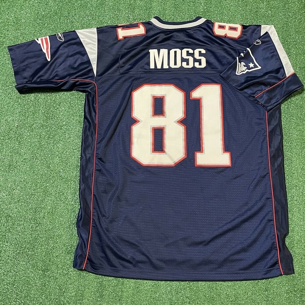 New England Patriots #81 Randy Moss Throwback Replica Jersey - Blue