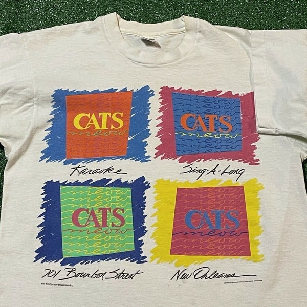 Cats Meow T Shirt Mens Medium Adult White Vintage 90s Bourbon