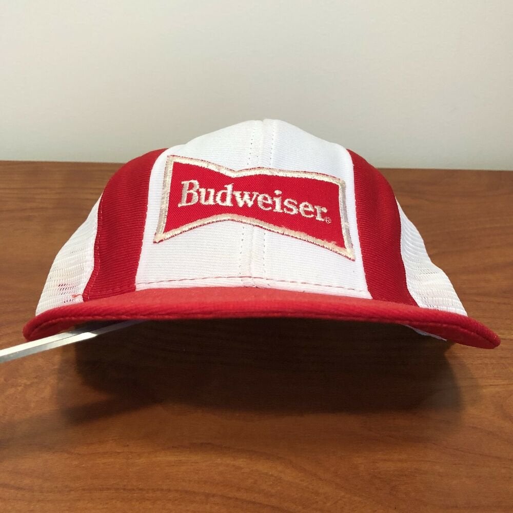 Vtg 70s 80s 3” Trucker Hat Iron On Patch Hipster Budweiser Beer Rare Art Bag 