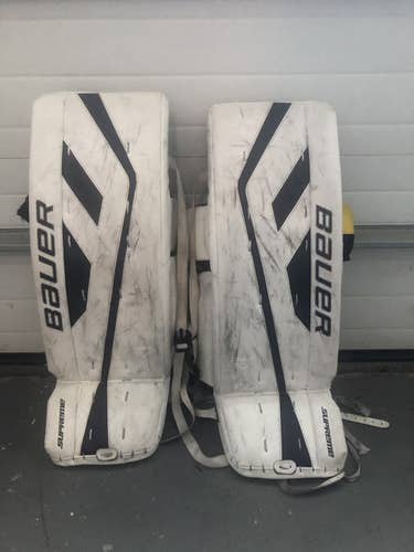 Used White and Blue 32" Bauer Supreme One.9 Goalie Leg Pads
