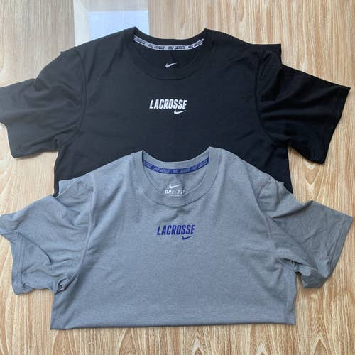 1 Black + 1 Grey Men's Small Nike Lacrosse Drifit Shirt Bundle