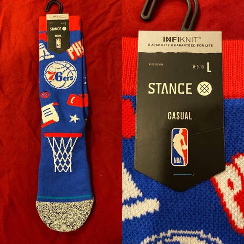 NBA Philadelphia 76ers Large Casual Basketball Socks by Stance * NEW
