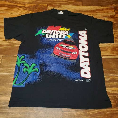 Vintage 1990s Daytona 500 Nascar Double Sided Wrap Around Shirt Size L/XL