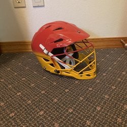 Warrior Evo Lacrosse Helmet Red and Yellow