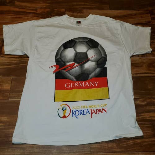 Vintage 2002 Germany FIFA World Cup White Soccer T Shirt Size XL