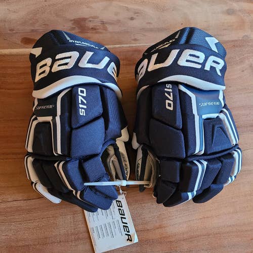 Navy New Senior Bauer Supreme S170 Gloves 14"