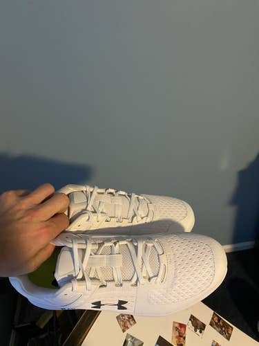 White Men's Metal Under Armour Cleats