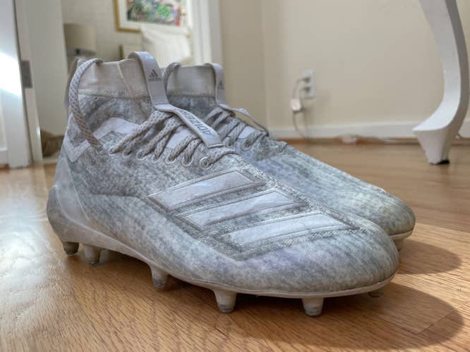 Adidas Adizero 8.0 SK Cleat Size 8 - White/Silver Metallic