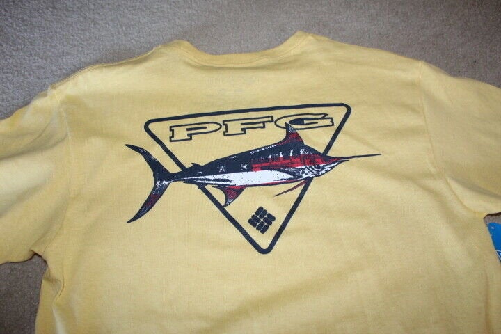 COLUMBIA PFG SALTY CREW FISHING TEE SMALL T-SHIRT BRAND NEW FISH MARLIN YELLOW HUNTING S/S MENS