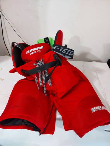 Red Senior Used Large Bauer Supreme One80 Hockey Pants