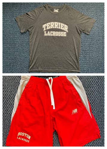 Team-issued Boston University Lacrosse Shorts & Shirt Bundle