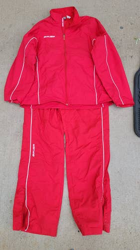 Red Adult Used Large Warm Up Bauer Jacket and pants