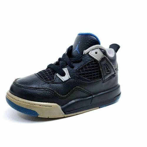 Air Jordan Retro 4 IV Baby Size 8C Basketball Shoes Blk 308500-006 Blue Leather