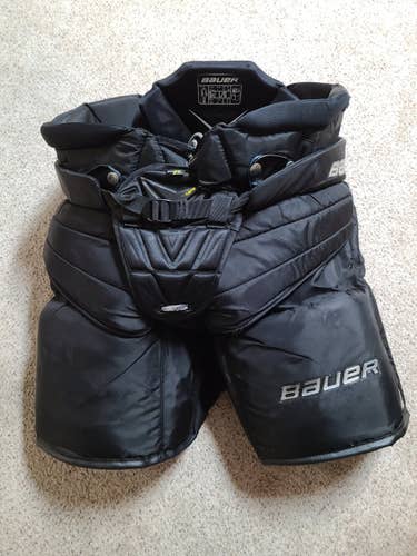 Black Senior Used Large Bauer 1S Hockey Goalie Pants