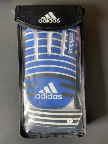New Adidas Goalie Gloves Blue Size 8