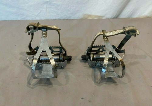Vintage Raleigh 501 Steel Platform Pedals w/Christophe Special Cages 9/16"