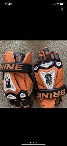 Orange Used Player's Brine 13" King V Lacrosse Gloves