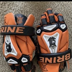 Orange Used Player's Brine 13" King V Lacrosse Gloves