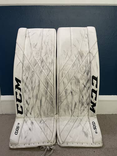White Senior 33+1 CCM  Axis 1.9 Goalie Leg Pads
